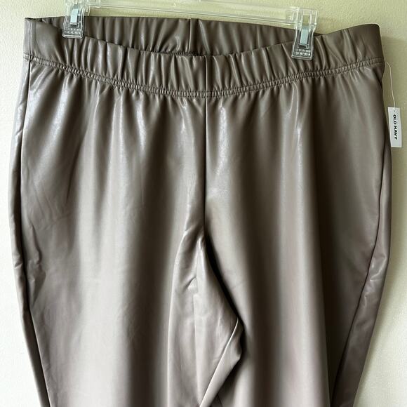 NEW Old Navy Faux-Leather Leggings High-Waisted Vegan Sedimentary Tan Women's XL - Picture 5 of 11